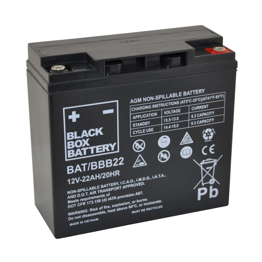 12v 22ah Black Box Sealed Lead Acid Mobility Scooter Battery - Lead 